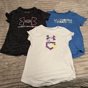 LOT OF 3 LITTLE GIRLS UNDER ARMOR TEE SHIRTS